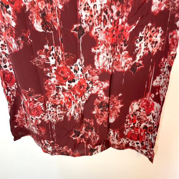 IRO Alise Abstract Print Draped Crepe De Chine Midi Skirt In Burgundy Size 6 New - Picture 9 of 13